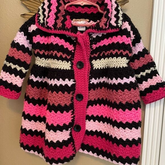 Little Girl Crochet Handmade Coat Dress 18-24 Months - Picture 16 of 16